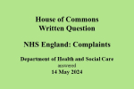 WQ NHS Complaint 14May24